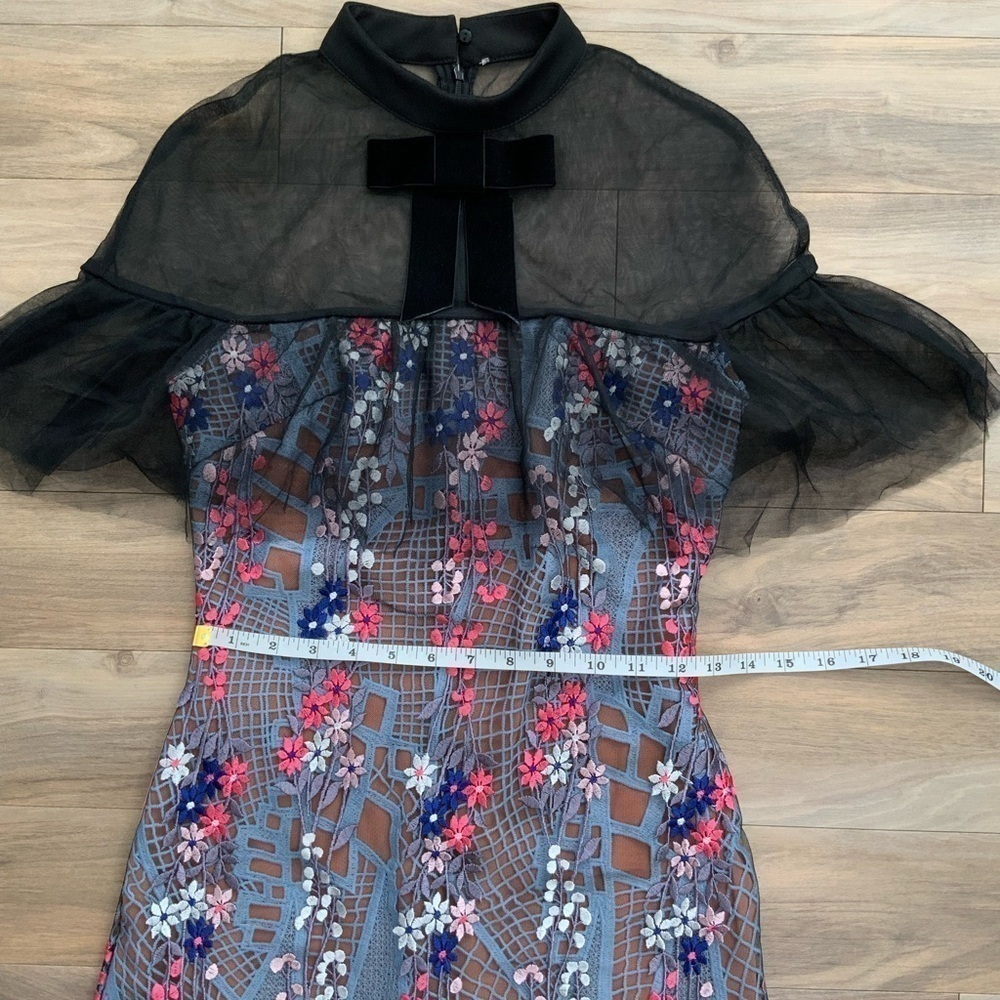 Self Portrait Multicolor Floral Vine Embroidered Mini Dress - Picture 10 of 12
